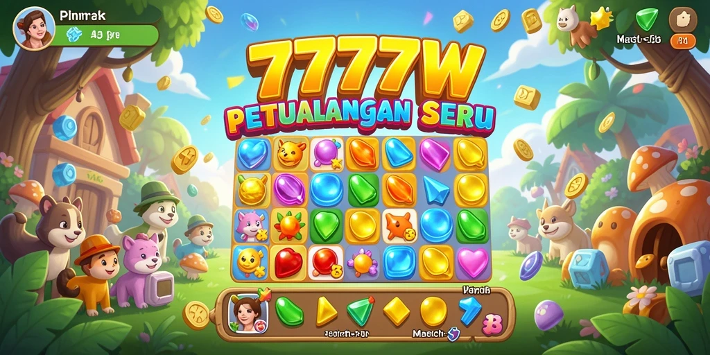Tampilan gameplay seru dari 7777W dalam genre Match-3.