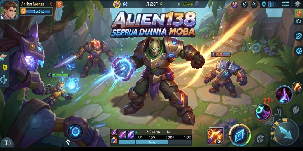 Tangkapan layar gameplay seru ALIEN138 di arena MOBA.