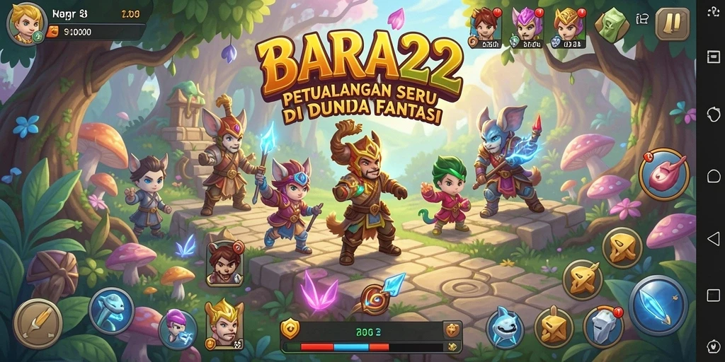 Screenshot utama BARA22 menampilkan karakter dalam pertempuran seru.