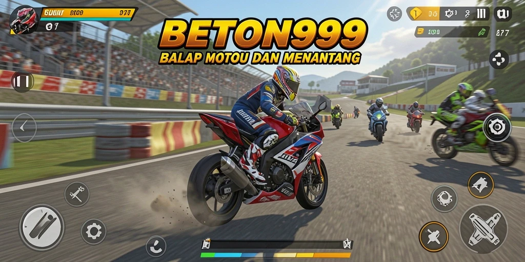 Tampilan gameplay seru dengan aksi balap motor yang mendebarkan.