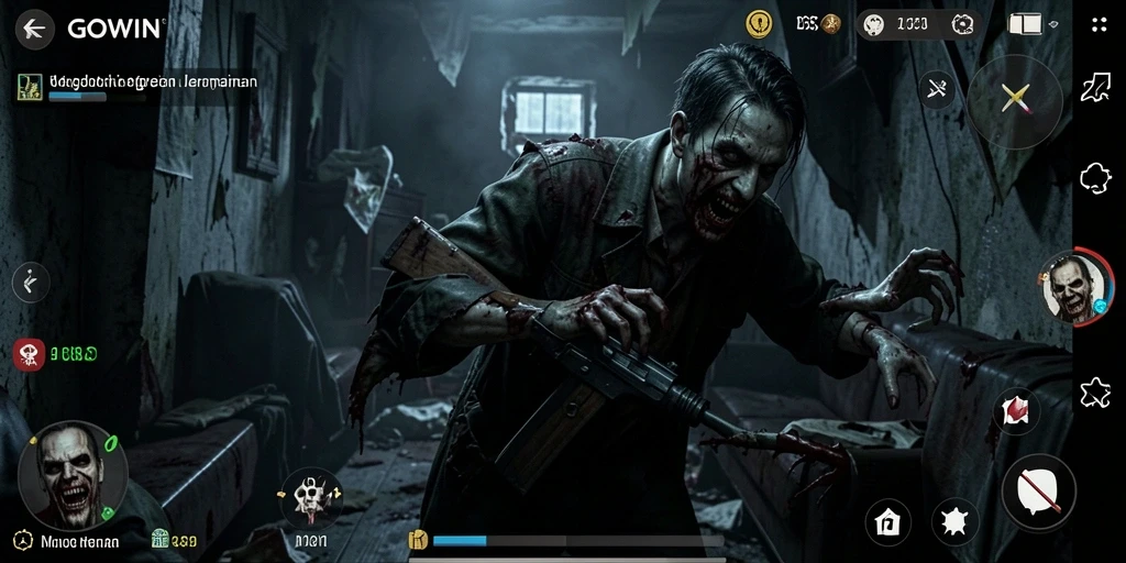Tampilan gameplay GOWIN yang mencekam di dunia Horror.