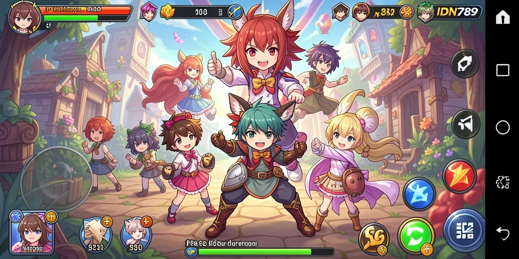 Tampilan gameplay seru dengan karakter anime yang menakjubkan.