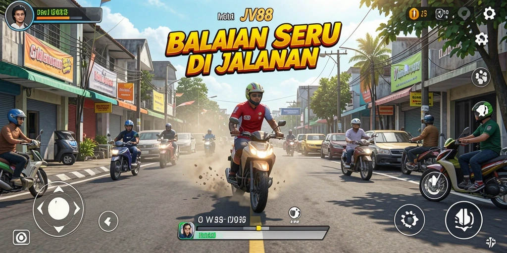 Tampilan gameplay JV88 dengan mobil balap di lintasan menegangkan.