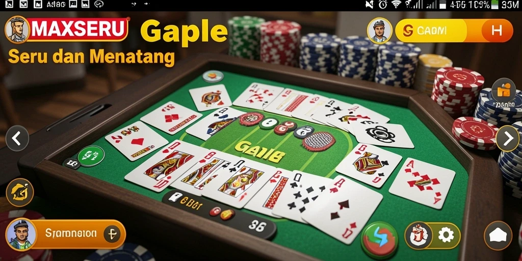 Gameplay seru Gaple di MAXSERU dengan teman-teman.