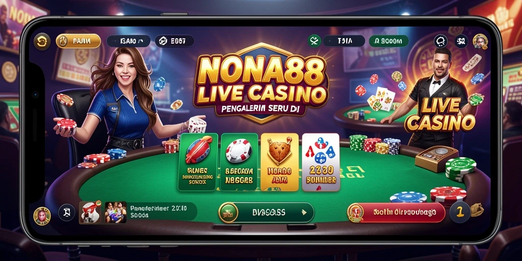 Screenshot gameplay NONA88 menampilkan dealer langsung dalam aksi.
