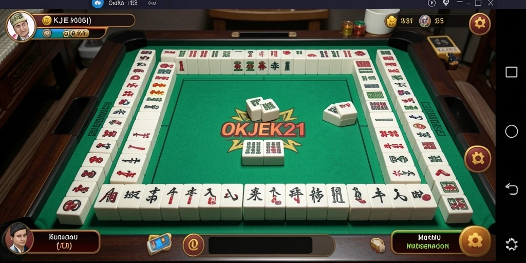 Screenshot gameplay <strong>OKJEK21</strong> menampilkan keseruan permainan Mahjong.