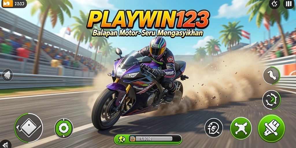 Gameplay menarik dari PLAYWIN123 saat balapan motor cepat dan kompetitif.