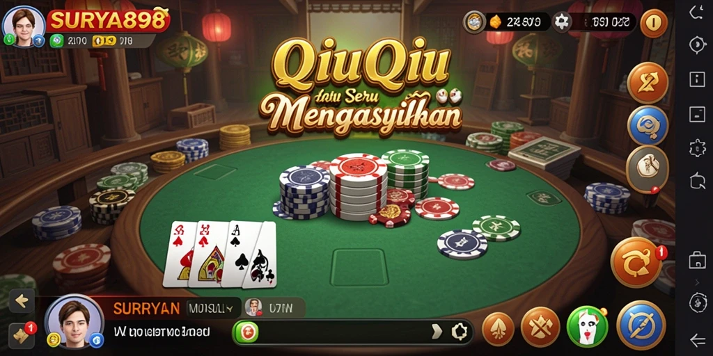 Tampilan menarik game QiuQiu SURYA898 saat bermain.